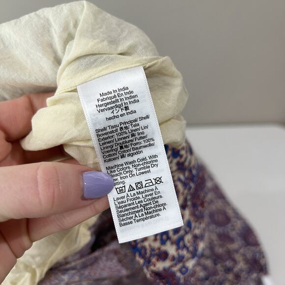 J.Crew Palermo Dress Womens Small Tall Purple Linen Paisley Floral Boho Sundress - Picture 14 of 14